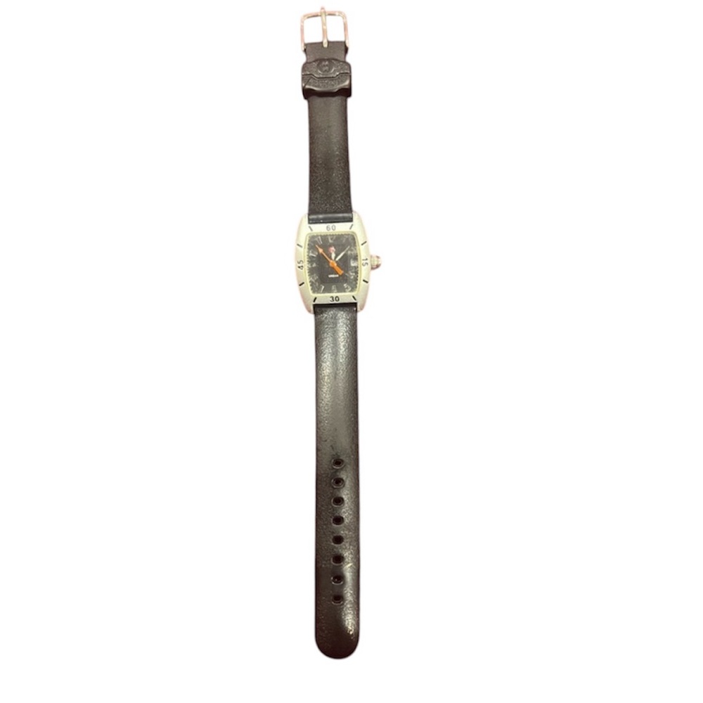 Michele Urban Mini Aluminum antique Dial Black Band Watch 72-196-A Swiss rare